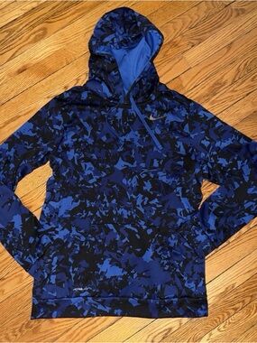 Nike Blue and Black Camo Pullover Hoodie